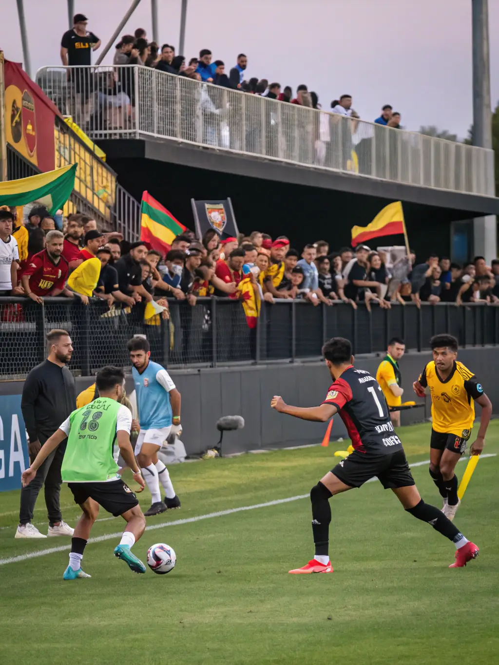 A photo of a diverse group participating in a community soccer game, highlighting the inclusive nature of the sports program.