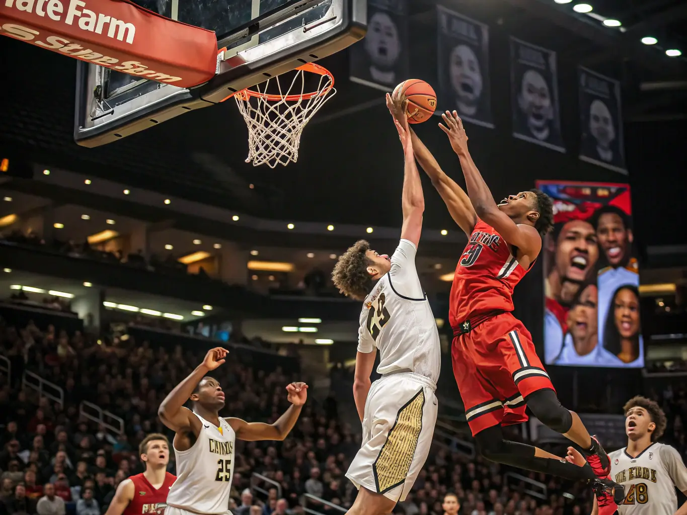 A photograph showing a diverse group of people participating in a team sport, such as soccer or basketball, with a focus on teamwork and collaboration.